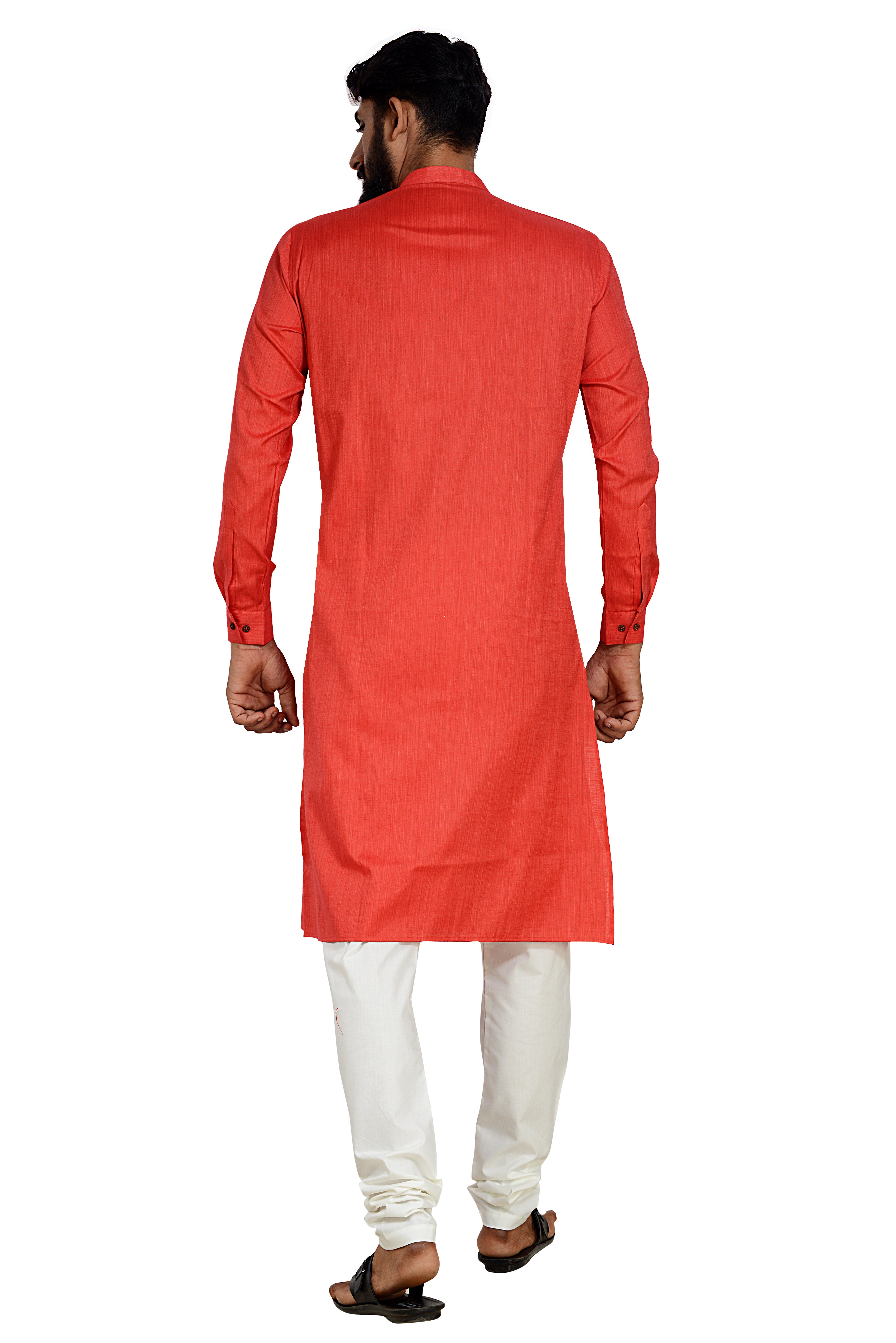 Cotton Flex Kurta With Pajama In Red