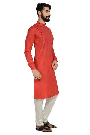 Cotton Flex Kurta With Pajama In Red