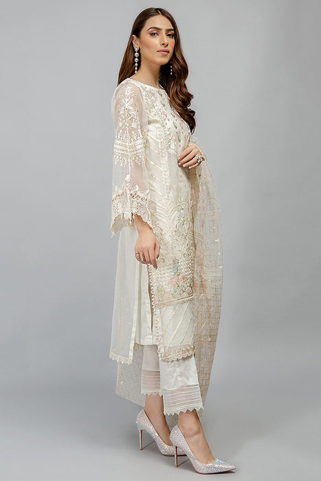 Georgette Chikankari Pakistani Vol 5 Rich Look Dress Material In White Color
