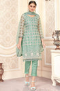 Buy Net Sequin Embroidered Dress Material in Pista Online