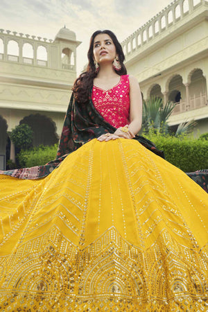 Pink Silk Sequin Embroidery Work Lehenga Choli