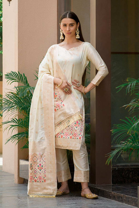 Buy Cultural Paithani Silk Benarasi Straight Pant Suit Festive Wear Online  at Best Price | Cbazaar