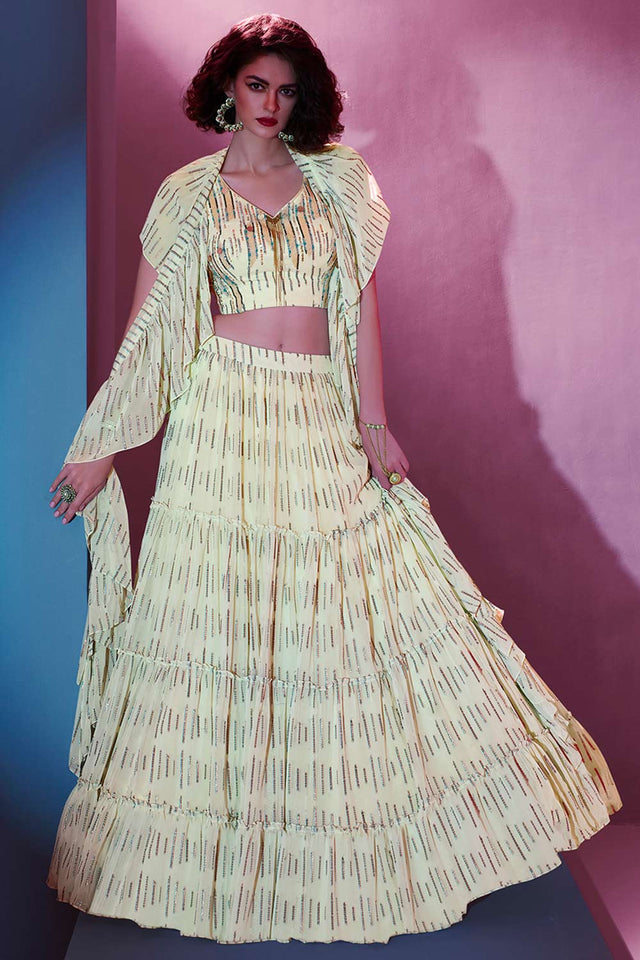Off White Art Silk Embroidered Lehenga Set (ACW7696)