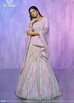 Pink Georgette Embroidered Lehenga Choli