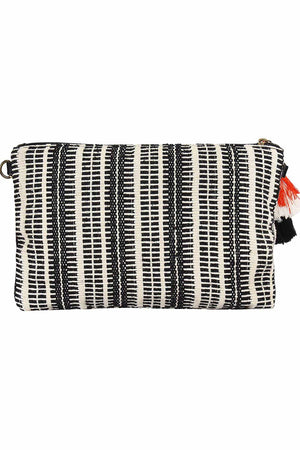 Facilitate Black And White Jacquard Cotton Sling Bag