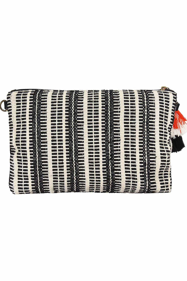 Facilitate Black And White Jacquard Cotton Sling Bag