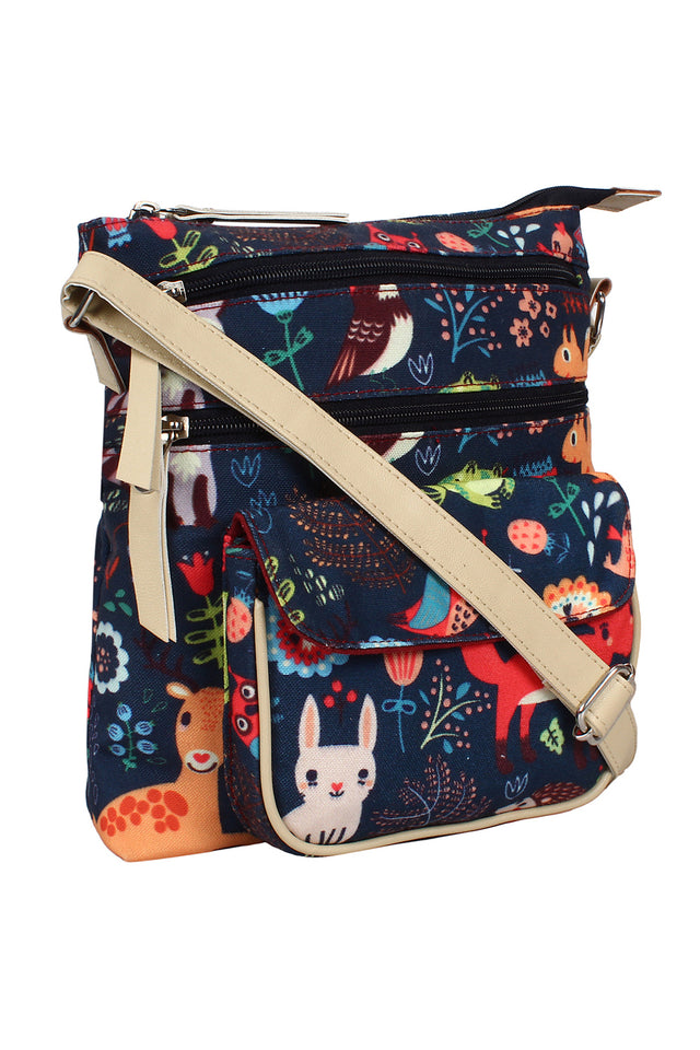 Canvas Sling Bag In Navy