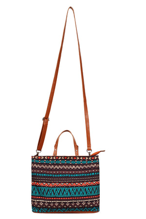 Canvas Sling Bag In Turquoise