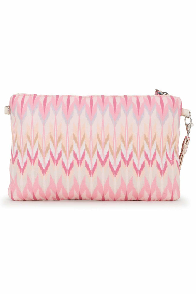 Pastel Pink And Multi Polycotton Tasseled Sling Bag