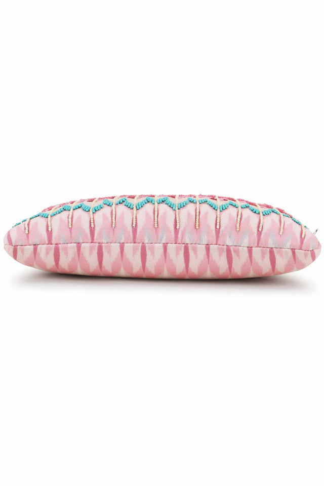 Pastel Pink And Multi Polycotton Tasseled Sling Bag