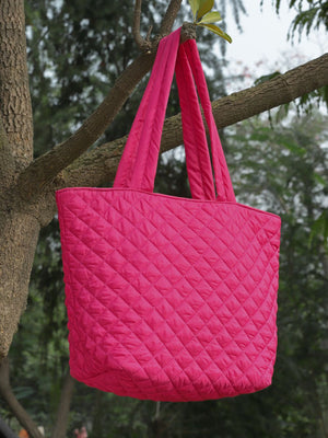 Uno Fuchsia Harlequin Quilted Polyester Tote Bag
