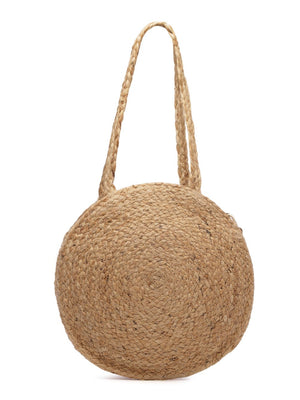 Sisal Baked Beige And Black Harlequin Printed And Embellished Jute Shoulder Bag