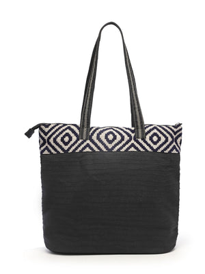 Kooky Black And White Boohoo Jacquard Handloom Cotton Canvas Tote Bag