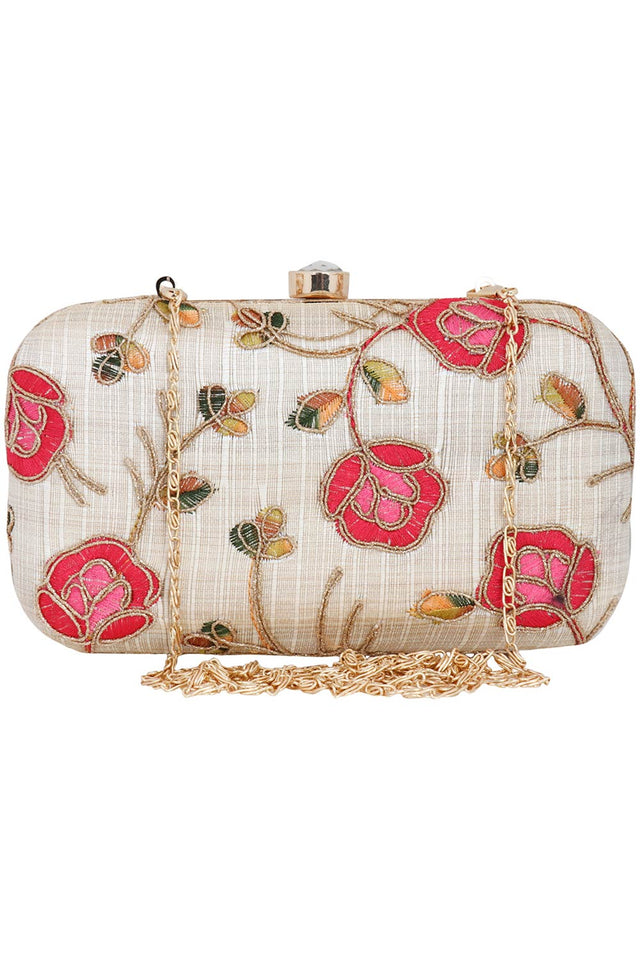Miniaudiere White And Multicolored Evening Clutch Bag (ADB654A)
