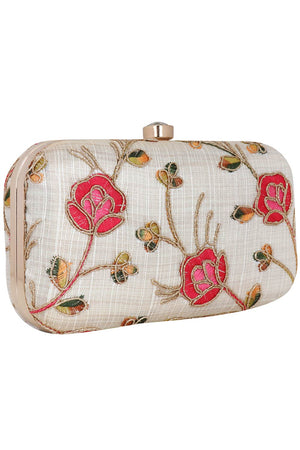 Miniaudiere White And Multicolored Evening Clutch Bag (ADB654A)