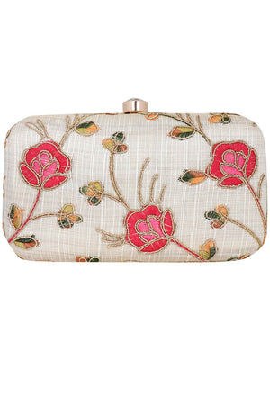 Miniaudiere White And Multicolored Evening Clutch Bag (ADB654A)