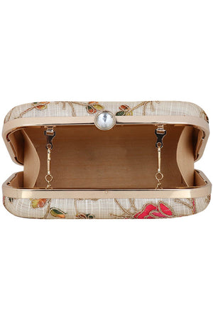 Miniaudiere White And Multicolored Evening Clutch Bag (ADB654A)