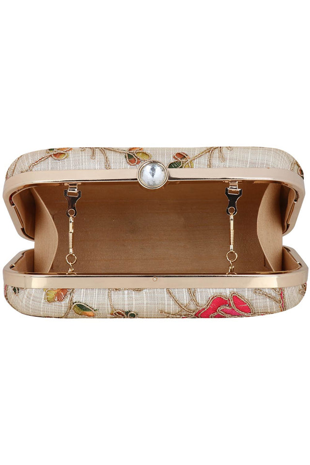 Miniaudiere White And Multicolored Evening Clutch Bag (ADB654A)