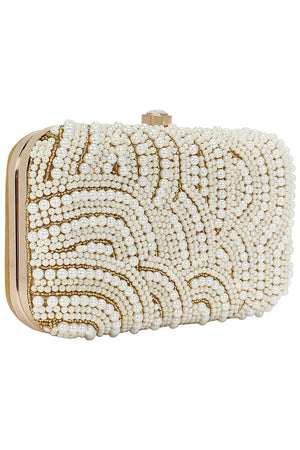 Ethnic Gold And White Party Clutch Bag (ADB673A)