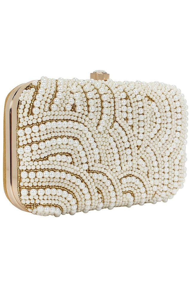 Ethnic Gold And White Party Clutch Bag (ADB673A)