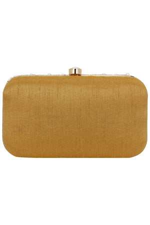 Ethnic Gold And White Party Clutch Bag (ADB673A)