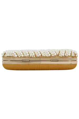 Ethnic Gold And White Party Clutch Bag (ADB673A)