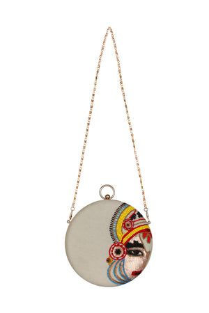 Faux Silk Clutch In White