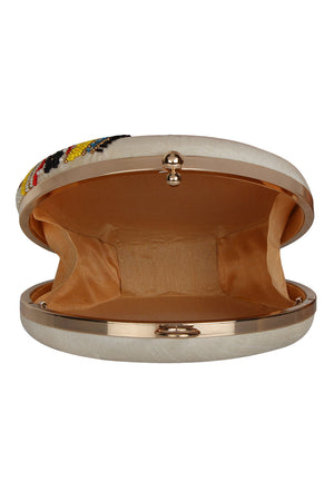 Faux Silk Clutch In White