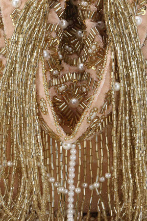 Peach And Gold Velvet Ogee Embellished Potli