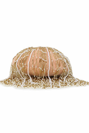 Peach And Gold Velvet Ogee Embellished Potli