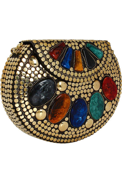 Beaded Brown and golden Embroidered Fashion Clutch Bags BR 25, For