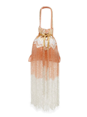 Coral Faux Silk Chevron Embellished Potli