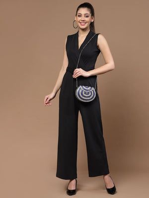 Silver Metal Stone Work Embellished Clutch