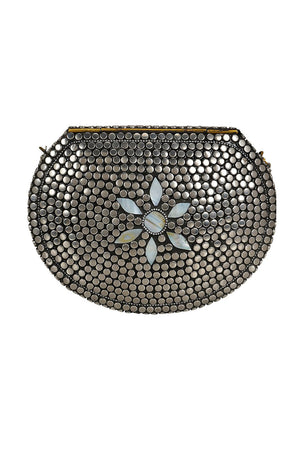 Metal Clutch In Sliver And White