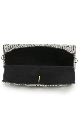 Mosaic Silver & White Metal Botanical Mosaic Clutch