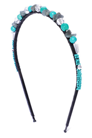 Turquoise & Multi Mosaic Metal Hair Band