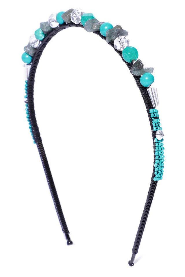 Turquoise & Multi Mosaic Metal Hair Band