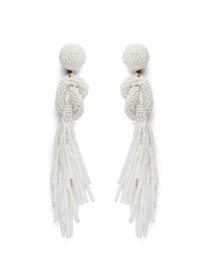 White Eardrop Shaped Handcrafted Earrings