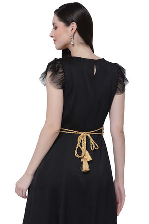 Geometric Floral Bead Work Waist Belt In Gold & Multi