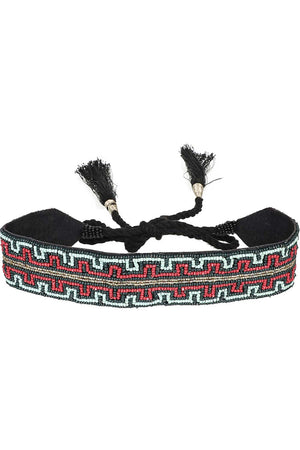 Embellished Waist Belt In Black & Multi (ADKB9001A)