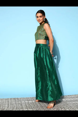 Buy Dark Green Crepe Printed Co-ords Online