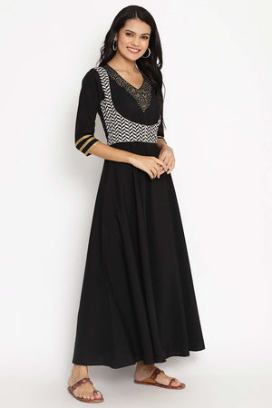 Black Crepe Printed Kurti