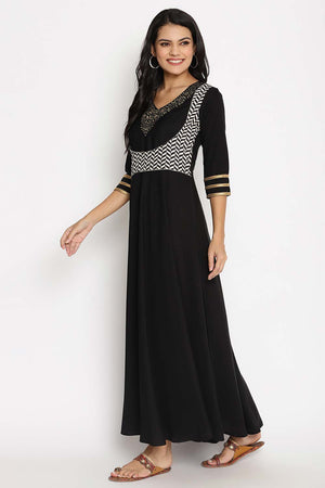Black Crepe Printed Kurti