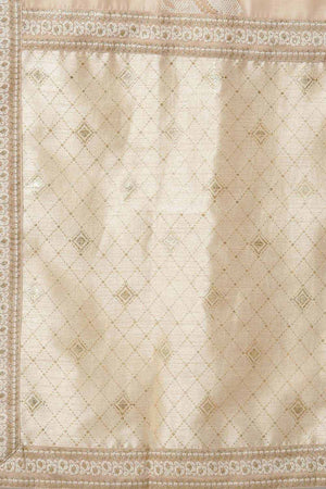 Cream Chanderi Gold Print Anarkali Kurti Dupatta Set