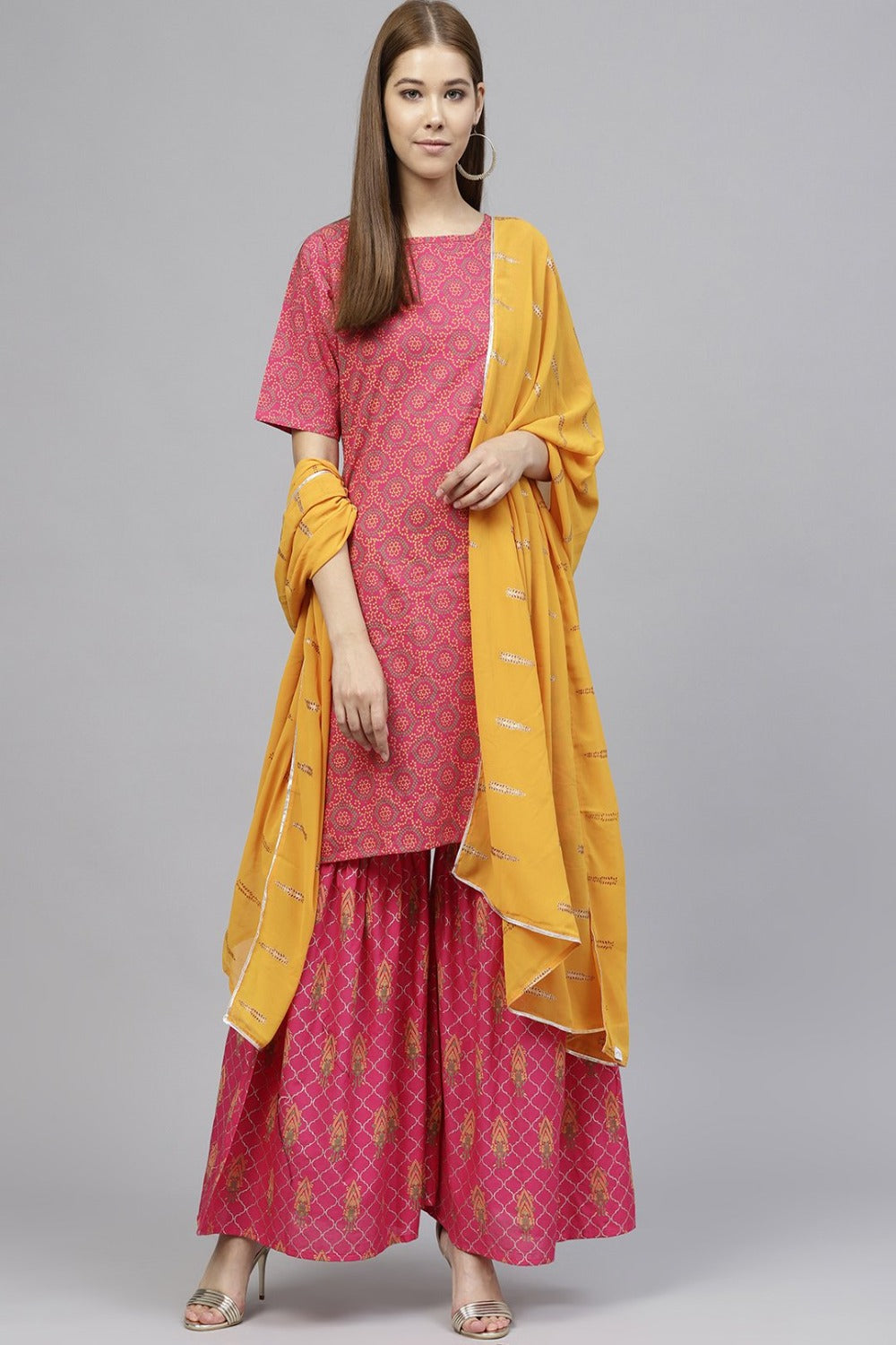Buy AURELIA Floral Blended Fabric Round Neck Women's Kurta | Shoppers Stop