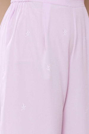 Buy Lavender Poly Crepe Printed Kurta Palazzo Set With Dupatta Online