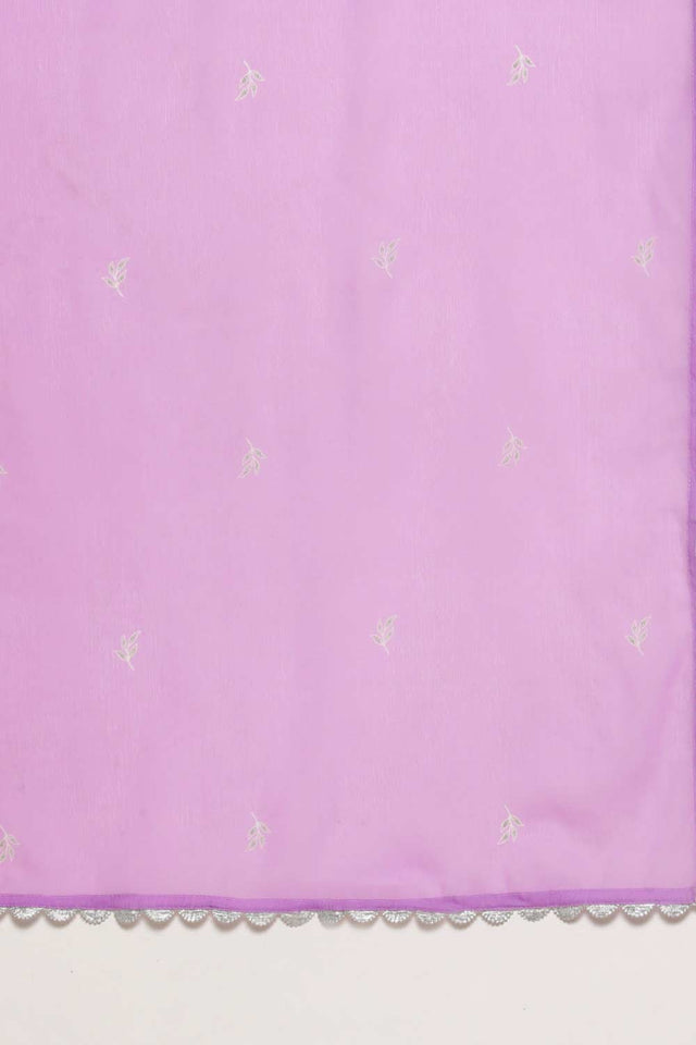 Buy Lavender Poly Crepe Printed Kurta Palazzo Set With Dupatta Online