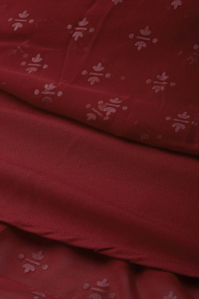 Maroon Georgette Gold Printed Kurti