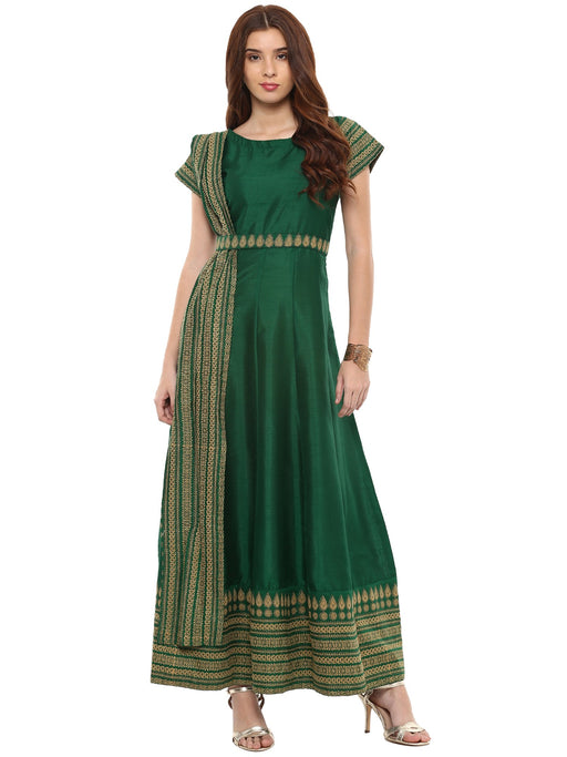 Buy Maroon Yoke Design Silk Blend Anarkali Kurta With Churidar & Dupatta  Online at Rs.2279 | Libas