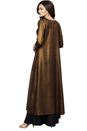 Buy Crepe Foil Print Tops Set in Royal Blue - Back